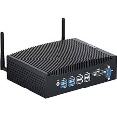 STRHIGP Mini PC Fanless i5 Industrial PC Windows 11, Fanless PC 7300U 8GB RAM DDR4 256GB SSD Dual RS232 COM RJ45 LAN 4K HD 8USB WiFi BT VESA WOL Auto Power On Mini Computer for Business Home