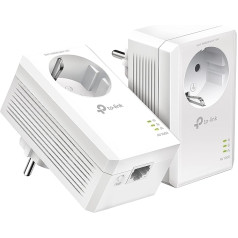 TP-Link Powerline Adapter Set TL-PA7017P KIT (1000 Mbit/s, ar ligzdu, Gigabitu portu, Plug & Play, saderīgs ar visiem HomePlug AV/AV2 strāvas līnijas adapteriem, ideāli piemērots multivides straumēšanai)