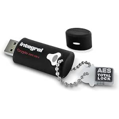 Integral 64GB Crypto-140-2 256-Bit 3.0 USB Stick verschlüsselt - USB Stick Passwort geschützt FIPS 140-2 Level 3 zert. Schutz vor Brute-Force-Angriffen - Robustes, dreilagiges, wasserdichtes Design