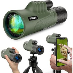 Pursual Optic 20x42 monokulārais teleskops ar viedtālruņa turētāju un statīvu, 8-20x tālummaiņas palielinājums, augsta izšķirtspēja un ūdensnecaurlaidīgs, pilnībā pārklāts objektīvs un BK7 prizma