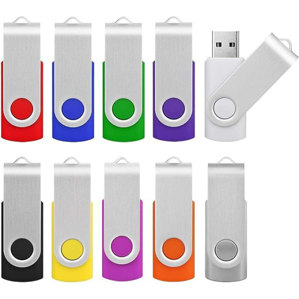 KOOTION USB Sticks 2 GB Pack of 10 Memory Sticks USB Metal Memory Stick USB 2.0 Flash Drive Set USB Flash Drives Pack of 10 2G USB Stick Colourful 10 Pieces Thumb Drives 2 Gbyte Data Stick