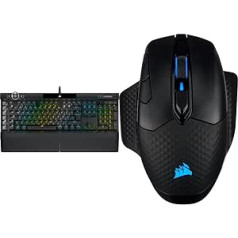 Corsair K100 RGB Optical Mechanical Gaming Keyboard, Black & Dark Core RGB PRO SE Wireless Gaming Mouse with Qi Wireless Charging Function, Black