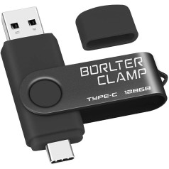 BorlterClamp Type C USB Stick 128 GB, 2 in 1 OTG Memory Stick USB 3.0 Double Port USB C zibatmiņas disks Android viedtālrunim Samsung S10/S9/S8, Huawei, planšetdatoriem un datoriem (melns)