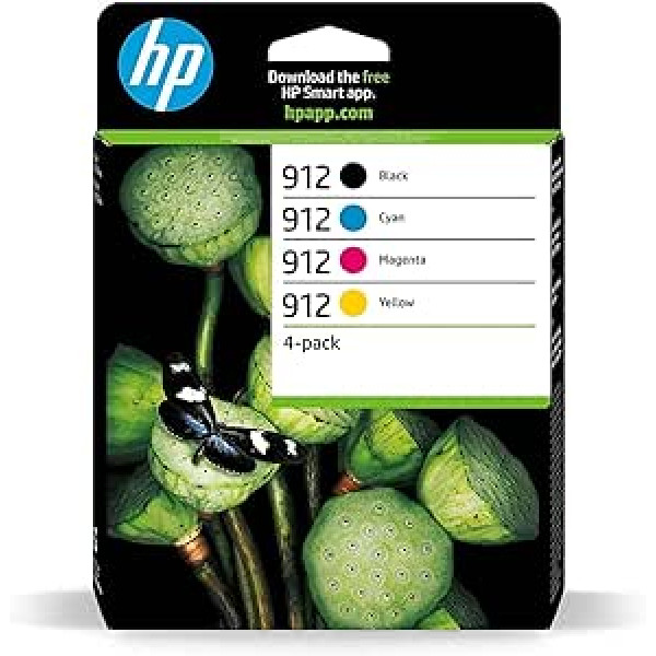 HP 912 komplekts 4 oriģinālās tintes kasetnes, kas paredzētas HP Officejet Pro 8010, 8012, 8014, 8015, 8020, 8022, 8023, 8024, 8025