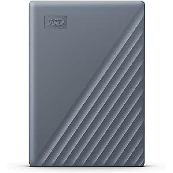 WD My Passport cietais disks darbojas ar USB-C 2TB (mobilais cietais disks, paroles aizsardzība, dublēšanas programmatūra, USB 3.2 Gen 1, 3 gadu garantija) Silicon Grey