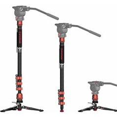 IFOOTAGE Cobra 3 monopods C180F-P ar kājām, slēdzenes slēdzeni, metāla sprādzi, mini statīvu, oglekļa šķiedras, kravnesība līdz 71,64 mārciņām/8 kg, augstums 71,26 collas/181 cm