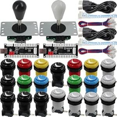 SJ@JX Arkādes spēles 2 atskaņotāju kontrolieris DIY komplekts Mikroslēdzis padziļināta poga 4 un 8 virzienu kursorsvira Zero Delay USB kodētājs Fighting Stick rokturi konsole PC MAME Raspberry Pi Retropie