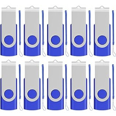 Retractable 4GB USB 2.0 Transmemory Memory Stick, Pack of 10, Blue