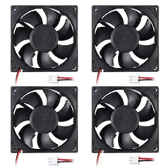 8025 80 mm x 80 mm x 25 mm Fan DC 12 V 8025 Brushless Fan 2-Pin for Cooling PC Computer Case CPU Cooler Radiators Pack of 4