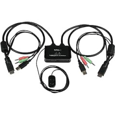 StarTech. com SV21 1HDUA — 2 portu HDMI kabeļa KVM slēdzis, 2 portu USB HDMI KVM slēdzis ar audio un tālvadības slēdzi, darbvirsmas USB barošana — 1920 x 1200