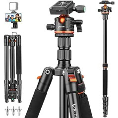 Victiv kameras statīvs, 200 cm pārnēsājams ceļojumu statīvs, 2-in-1 statīvs un monopods ar 360° panorāmas lodveida galvu DSLR Canon Nikon Sony alumīnija kameras statīvs, statīvs iPhone viedtālrunim