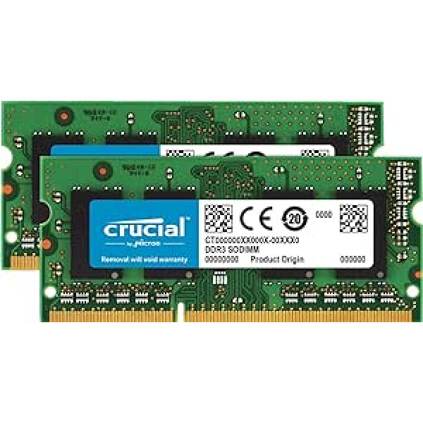 Izšķirošais RAM CT2KIT102464BF160B 16 GB komplekts (2 x 8 GB) DDR3 1600 MHz CL11 klēpjdatora atmiņas komplekts