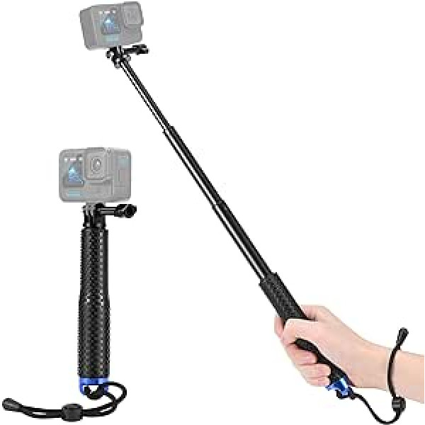 Vkesen teleskopiskā nūja GoPro, Selfie Stick for Action Cam, ūdensizturīgs monopods GoPro Hero 12/11/10/9/8/7, DJI Osmo Action 4/3, Akaso un citas darbības kameras