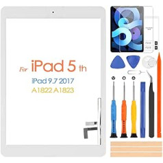 Jauns iPad 9.7 2017 A1822 A1823 skārienekrāna ciparu pārveidotājs iPad 5 ekrāna aizstāšana ar sākuma pogas labošanas rīkiem (bez LCD displeja, balts)