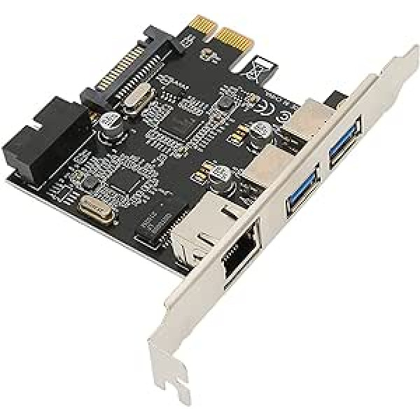 Annadue PCIe USB 3.0 karte, PCIe līdz 2 portu USB 3.0 paplašināšanas karte, PCI Express Gigabit LAN uz Ethernet RJ45, īpaši ātruma 5Gbps PCIe USB centrmezgla kontrollera adapteris, 15 pinu barošanas avots