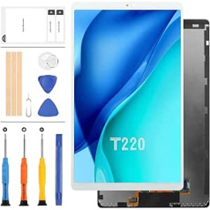 LCD ekrāna nomaiņa Samsung Galaxy Tab A7 Lite WiFi SM-T220 T220 LCD Touch Digitalizatora displeja montāžas stikla paneļa pilns remonta detaļu komplekts ar instrumentiem (balts bez rāmja)