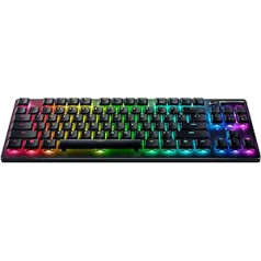 Razer DeathStalker V2 Pro Tenkeyless (sarkans slēdzis) — bezvadu optiskā zema profila spēļu tastatūra (lineārie optiskie slēdži, HyperSpeed Wireless, Bluetooth 5.0) QWERTZ DE Izkārtojums | Melns