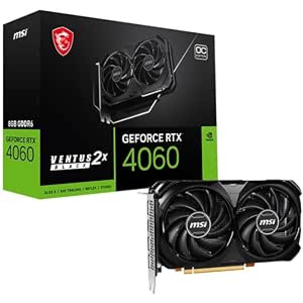 MSI GeForce RTX 4060 Ventus 2X Black 8G OC Graphics Card -NVIDIA RTX 4060, 8 GB GDDR6 Memory, 17 Gbps, PCIe 4.0, DLSS3