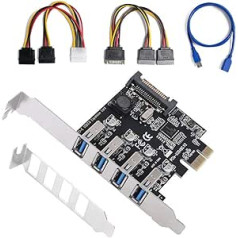 QNINE PCIe USB 3.0 karte ar 7 pieslēgvietu ātrās USB 3.0 PCI-e paplašināšanas karte datora darbvirsmai