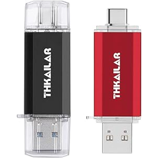 THKAILAR USB C zibatmiņas zibatmiņa 64 GB 2 pack, USB 3.0 Memory Stick Thumb Drive C ārējiem datu glabāšanai, pildspalvas diska zibatmiņas disks Android tālruņiem/personālajam datoram/Galaxy/MacBook Pro