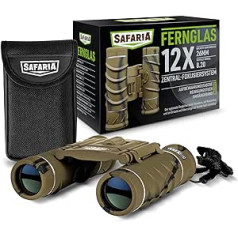 SAFARIA Binoculars for Adults & Children - Waterproof Mini Binoculars - 12 x 26 Compact Binoculars - Field Catcher Bird Watching, Animal Watching, Hiking, Hunting - Small Binoculars