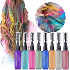 Romyse 8 Colours Hair Chalk Comb, Temporary Hair Colour for Children, Girls, Women, Non-Toxic & Washable Hair Chalk Gift for Carnival, DIY Cosplay, Party, Christmas, Halloween, Birthday