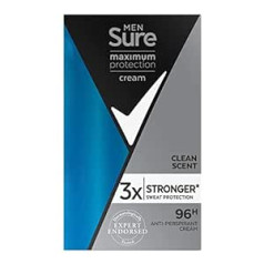 Sure Maximum Protection Antiperspirant Clean Scent dezodorants krēms vīriešiem, 45 ml