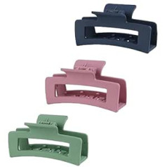 Hzpolang 3 Pack Rectangle Hair Clips Strong Hold 3.3 Inch Non-Slip Matte Coated Hair Styling Accessories for Women and Girls Thick to Thin Hair (Set-1)