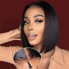 ‎Yddm Glueless Short Bob Wig YDDM 5 x 5 HD mežģīnes, 10 collu Wear and Go Glueless parūka cilvēka mati, iepriekš noplūkti, iepriekš nogriezti, 180% blīvums Brazīlijas parūkas, cilvēku mati bez līmes mežģīņu parūka cilvēku mati, gat