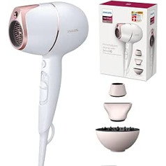 Philips Prestige hair dryer - Personalized SenseIQ technology to protect against overheating, infrared sensor, ion technology, including diffuser & styling nozzles (model BHD628/00)