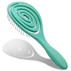 Beautypom Organic Detangling matu birste, matu iztaisnošanas sukas taisniem, cirtainiem un mitriem matiem (Baby Blue)