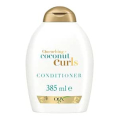 OGX Quenching + Coconut Curls kondicionieris (385 ml), mitrinošs matu kondicionieris ar kokosriekstu eļļu, citronu eļļu un medu cirtainiem matiem, bez sulfātiem