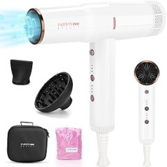 Parwin Pro Beauty Profesionāls jonu matu žāvētājs, PARWIN PRO BEAUTY matu žāvētājs ar difuzoru, matu žāvētājs ar 110 000 RPM ātrgaitas bezsuku zema trokšņa līmeņa motoru, 30 M/S gaisa plūsmu ātrai žāvēšanai, 3 ātrumi un 3 temperat