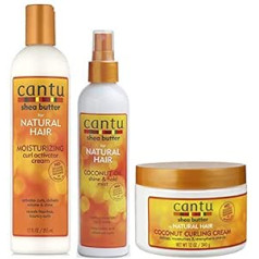 Cantu Moisturizing Curl Activator Cream 355 мл, Cocount Oil Shine & Hold Mist 237 мл с кокосовым кремом для завивки локонов 340 г Trio Bundle