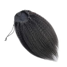 Aiokrtse Наращивание хвоста из натуральных волос Кудрявый прямой зажим на шнурке Шиньоны для хвоста для женщин (8 дюймов, натуральный цвет)