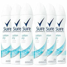 Sure Safe Women Cotton Dry Aerosol pretsviedru dezodorants, 150 ml, iepakojumā 6