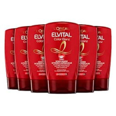 L'oréal Paris Elvital Color Protection matu kopšanas līdzeklis bez skalošanas, krāsotiem vai izgaismotiem matiem, parabēni, intensīva krāsu spīduma atjaunojoša procedūra, 6 x 125 ml