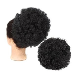 ‎Ffnum Matu pagarinājums Afro Puff, savilkšanas aukliņa zirgaste pagarinājums melnādainām sievietēm, īss Kinkys cirtaini sintētiski afro chignon šinjoni Updo matu pagarinājumi Easy Scrunchies matu rota (Krāsa: