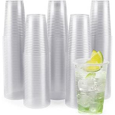 100 Pieces Clear Plastic Cups - Disposable Party Cups Set for Beer, Travel, BBQ - Sturdy and Durable Plastic Cups for Outdoor Events - 200ml Cups