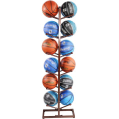 Ball Collection Pick-Up Basketbola glabāšanas statīvs Mājas bumbu plaukts Bumbu statīvs, kas piemērots mājām, daudzām ainām Bumbiņu ierakstīšanas grozs (Krāsa: varš, izmērs: 50 x 23 x 165 cm)