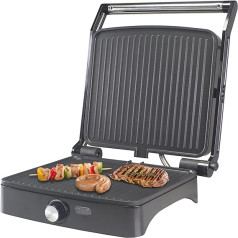 BEPER Panini Maker P101TOS502 daudzfunkcionāls grils, bakelīts/tērauds, 1800 W, grila plāksne 28 x 25 cm, 180° atvēršana, regulējams termostats, tauku savākšanas paplāte