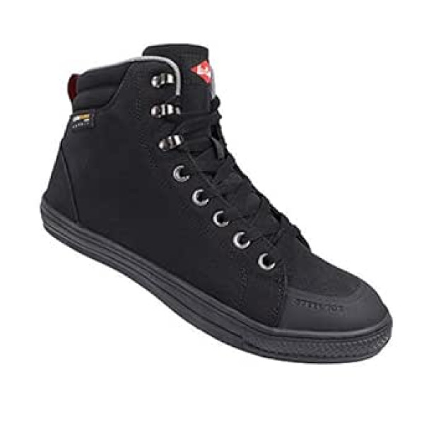 Lee Cooper vīriešu darba apģērbs sievietēm, unisex retro stila Premium Cordura beisbola darba drošības trenažieru zābaki Apavi SB SRA, melni, 44 EU