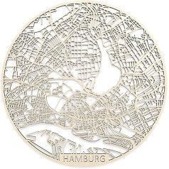 Wooden City Map Hamburg (Round)