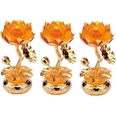 Amosfun 3 STK Lotus-ghee-lampenfassung Buddhistisches Wasser Antikes Dekor Buddha-lampenhalter Kerzenständer Schmücken Votiv-teelichthalter Goldene Kandelaber Kerzenhalter Glas Legierung