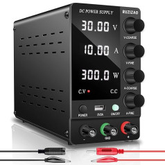 RUZIZAO Laboratory Power Supply Adjustable Laboratory Power Supply 30 V 10 A Variable Switching Power Supply Regulated High-Precision 4-Digit LED Display 5 V / 2 A USB Connection Laboratory DC Power Supplies