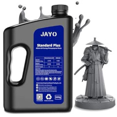 JAYO 3D printera sveķi 3 kg, Standard Plus 405 nm UV fotopolimēra sveķi 4K/8K LCD DLP SLA sveķu 3D printerim, ātri sacietējoši 3D drukas sveķi lielākai precizitātei un stingrībai, tumši pelēks, 3000 g