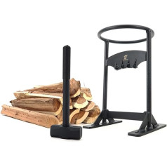 BiggerFire Log Splitter Firewood Splitter Manual Cracker Carbon Steel for Home Outdoor Camping with Hammer and Storage Bag