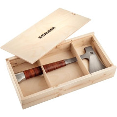 3555s001 Hand Hatchet with Leather Handle, Includes High-Quality Leather Belt Bag for Cutting Protection, in Attractive Gift Wooden Box