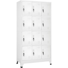 vidaXL Umkleideschrank mit 12 Fächern Lüftungsöffnungen Schließfachschrank Stahlschrank Schrank Wertfachschrank 90x45x180cm Grau Stahl