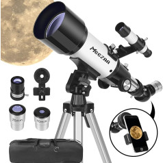 MEEZAA teleskops Astronomy bērniem un iesācējiem, 70 mm astronomiskais refraktora teleskops profesionālis pieaugušajiem, teleskops iesācējiem Mēness planētas vērošanai ar statīva viedtālruņa adapteri